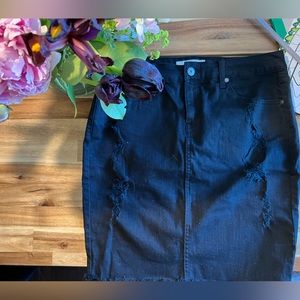 Torrid Black Mini Denim Skirt - Distressed - Size 12